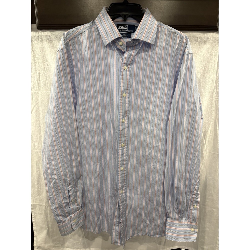 Polo Ralph Lauren Regent Classic Fit Dress Shirt Men's 17.5 34/35 Blue Pink